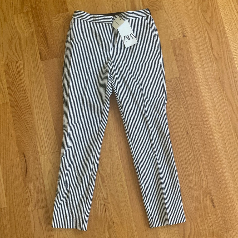 COPY - NWT Zara Jogger Waist blue striped summer pant, M